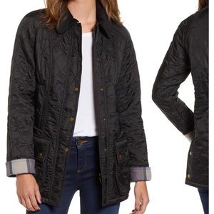 Barbour Beadnell Fleece Lined Quilted Jacket- Black